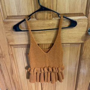 Small, burnt orange, peplum, knit tank top